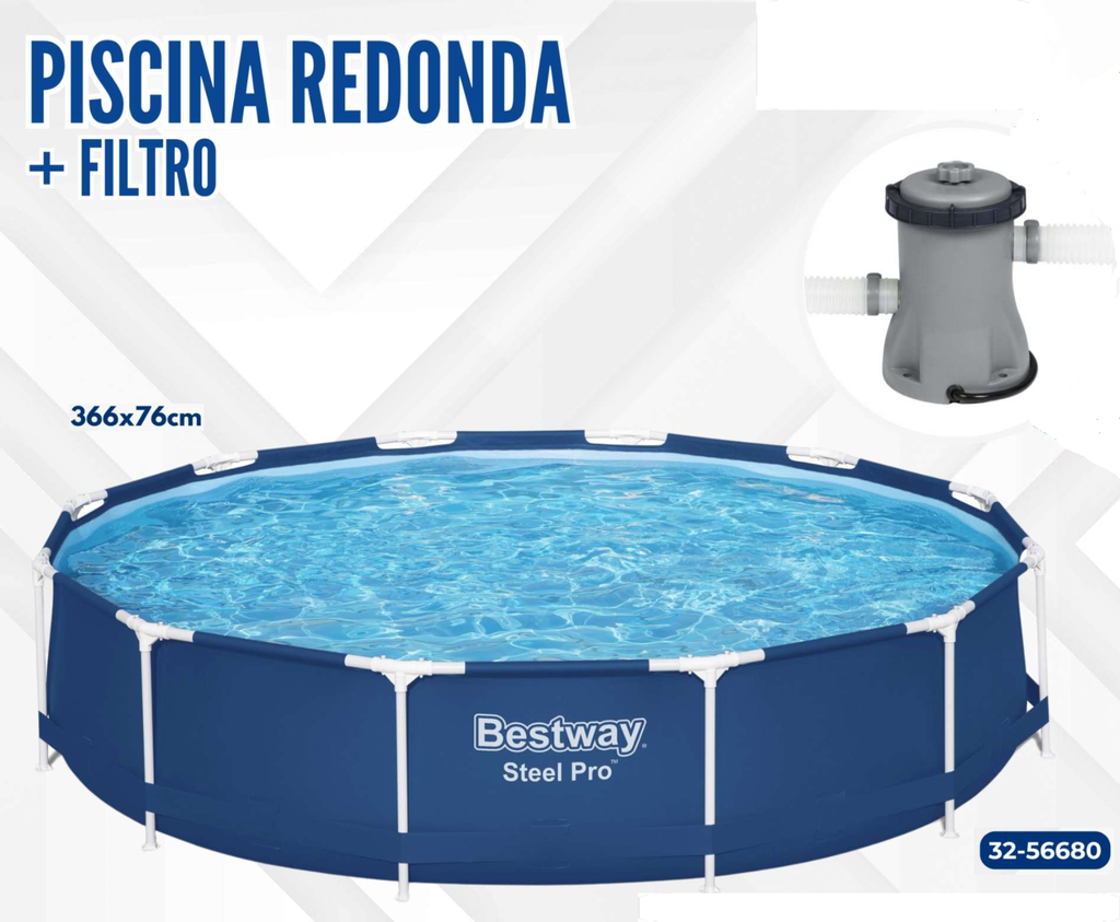 PISCINA+FILTRO REDONDA STEEL PRO MAX 12'