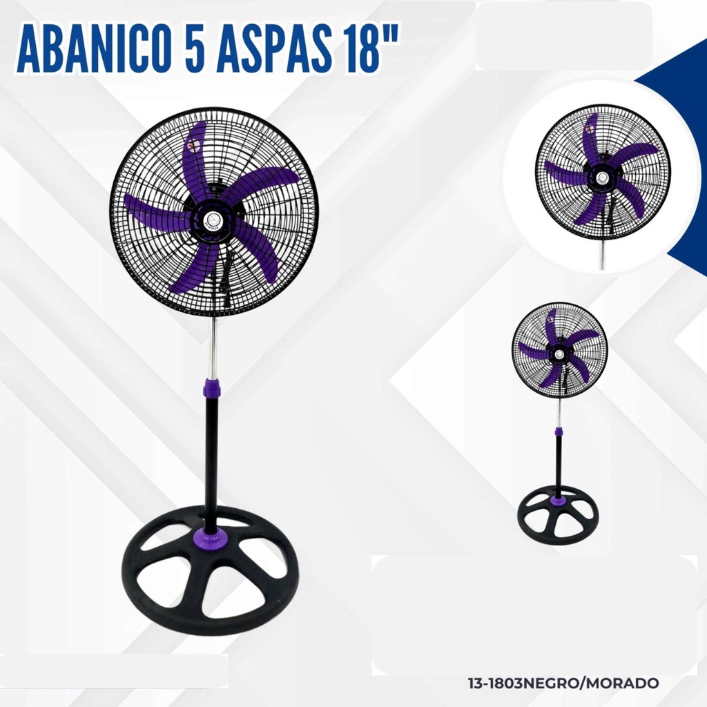 ABANICO 5 ASPAS 18" NEGRO/MORADO