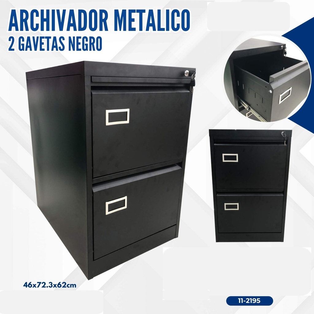 ARCHIVADOR METALICO 2 GAVETAS NEGRO