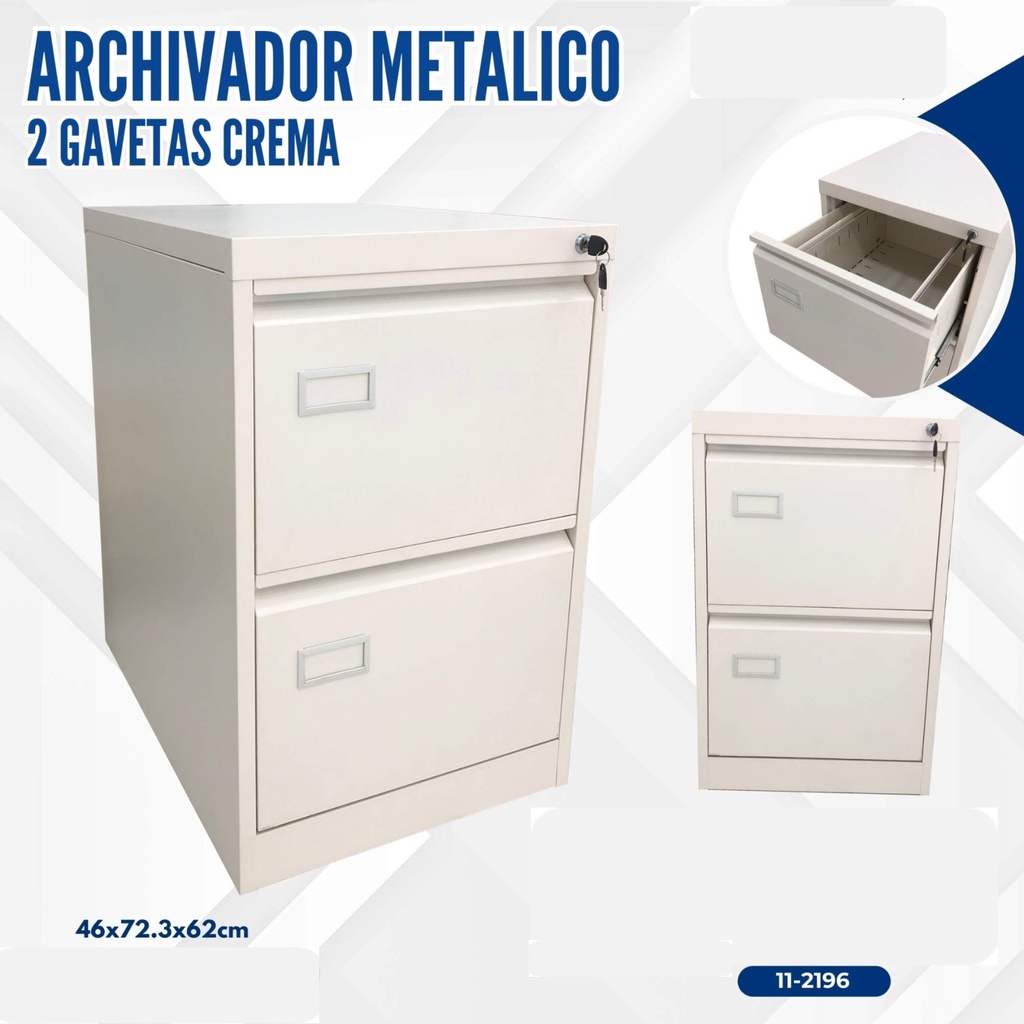 ARCHIVADOR METALICO 2 GAVETAS CREMA