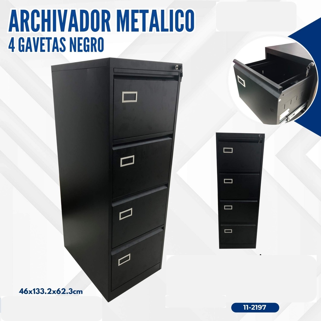 ARCHIVADOR METALICO 4 GAVETAS NEGRO