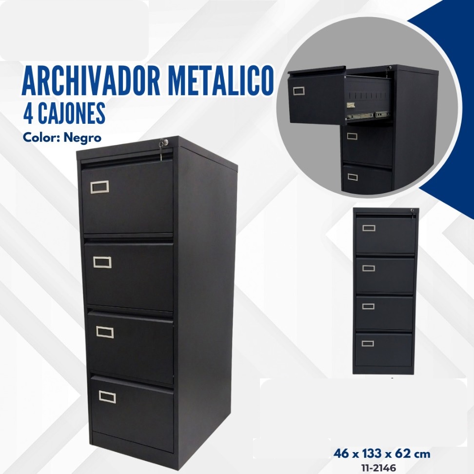 ARCHIVADOR METALICO NEGRO 4 GAVETAS