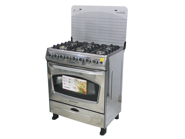 ESTUFA A GAS 30" 6 PUESTOS C/HORNO ACERO INOX