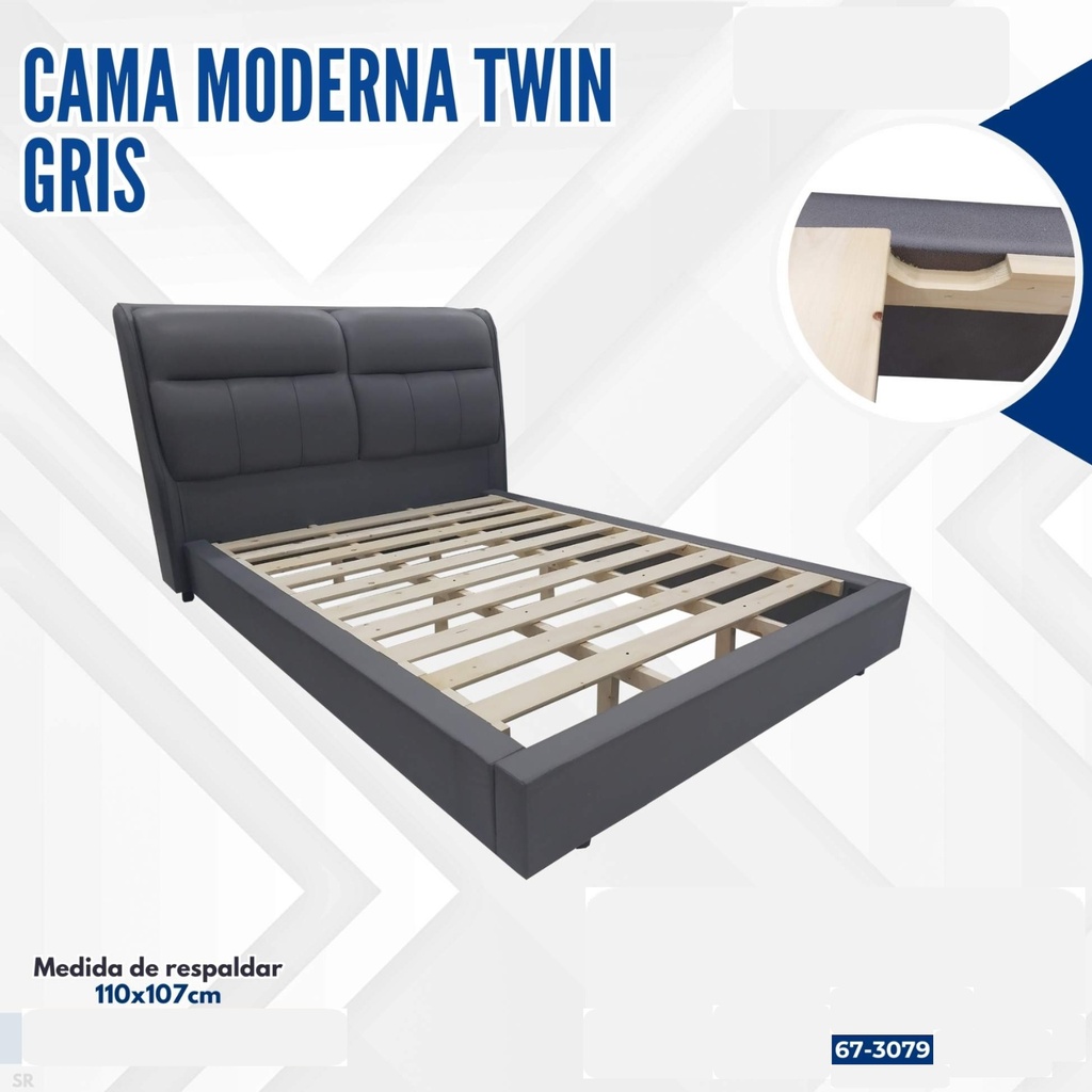 CAMA MODERNA TWIN GRIS