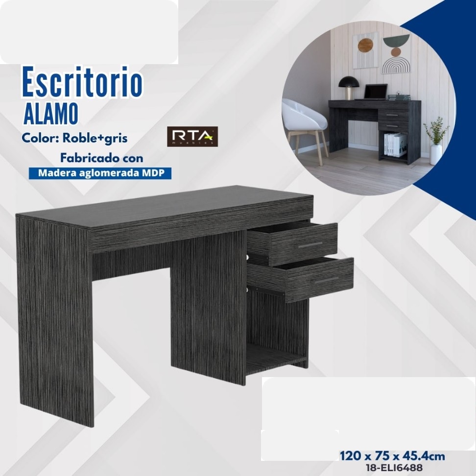 ESCRITORIO ALAMO (1C) ROBLE GRIS120X75x45.4cm