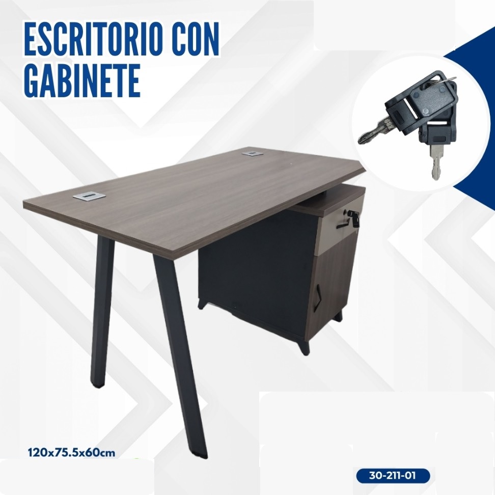 MESA 120*60*75CM PATAS DE METALICAS CON GABINETE