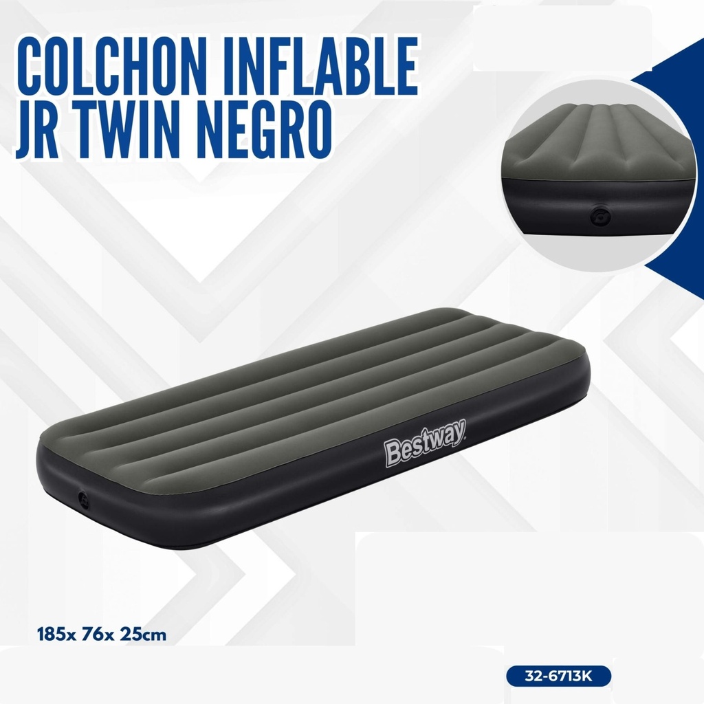 COLCHON INFLABLE JR TWIN NEGRO 185*76*25CM