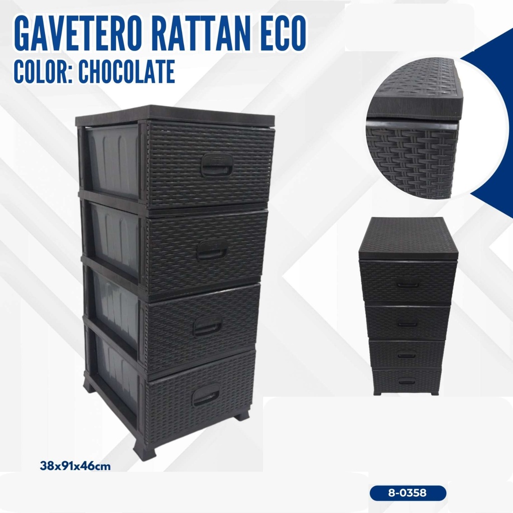 GAVETERO RATTAN  ECO. CHOCOLATE