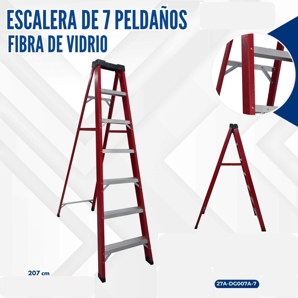 ESCALERA DE MANO/UN SOLO LADO 7 PELDAÑOS FIBRA DE VIDRIO