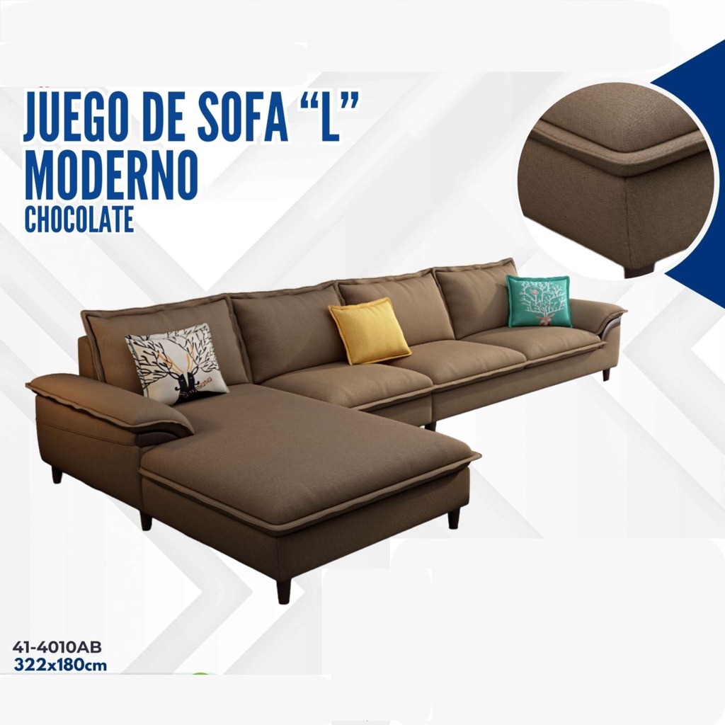 JUEGO DE SOFA L MODERNO CHOCOLATE