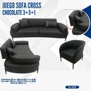 JUEGO DE SOFA  CROSS CHOLATE 3+3+1