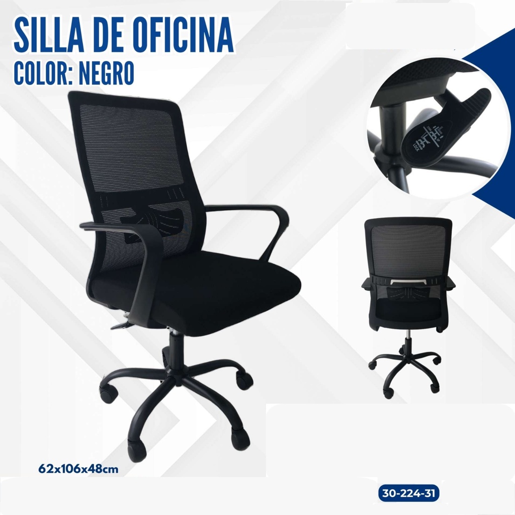 SILLA DE OFICINA NEGRO 62*50*170H-CM