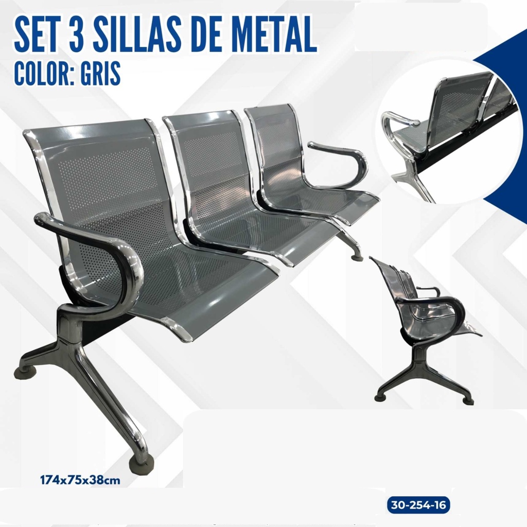 SET 3 SILLAS DE METAL