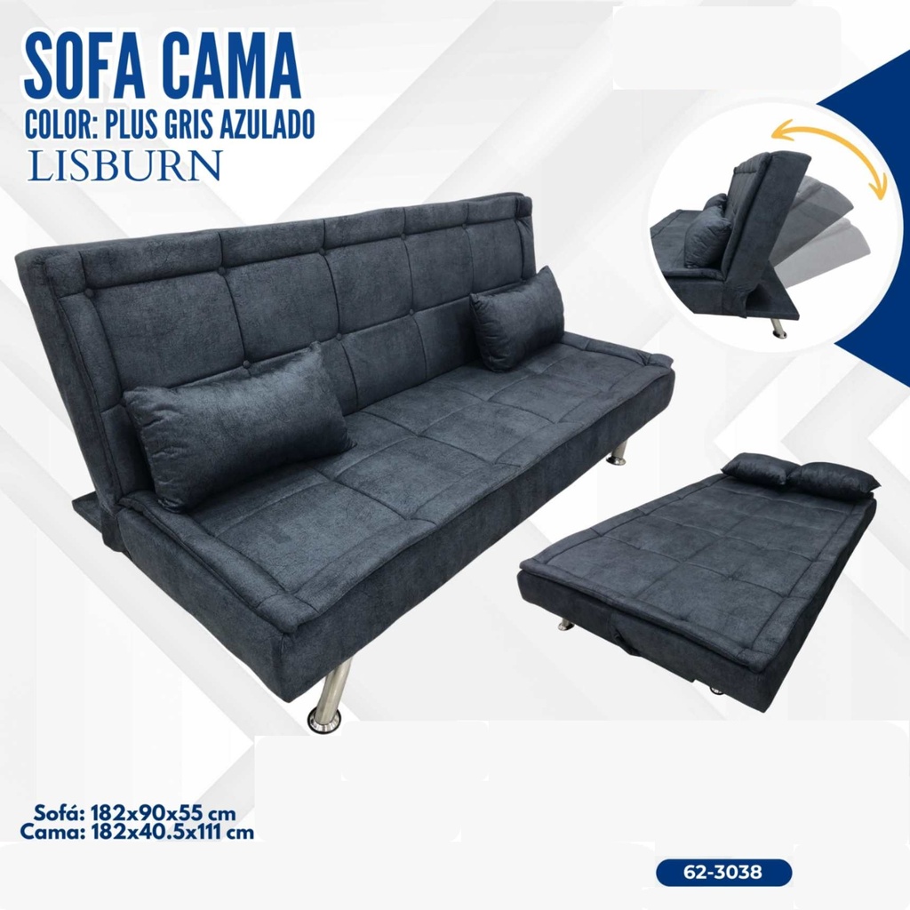 SOFA CAMA LISBURN PLUS GRIS AZULADO