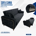 SOFA CAMA MELISA NEGRO CON DORADO