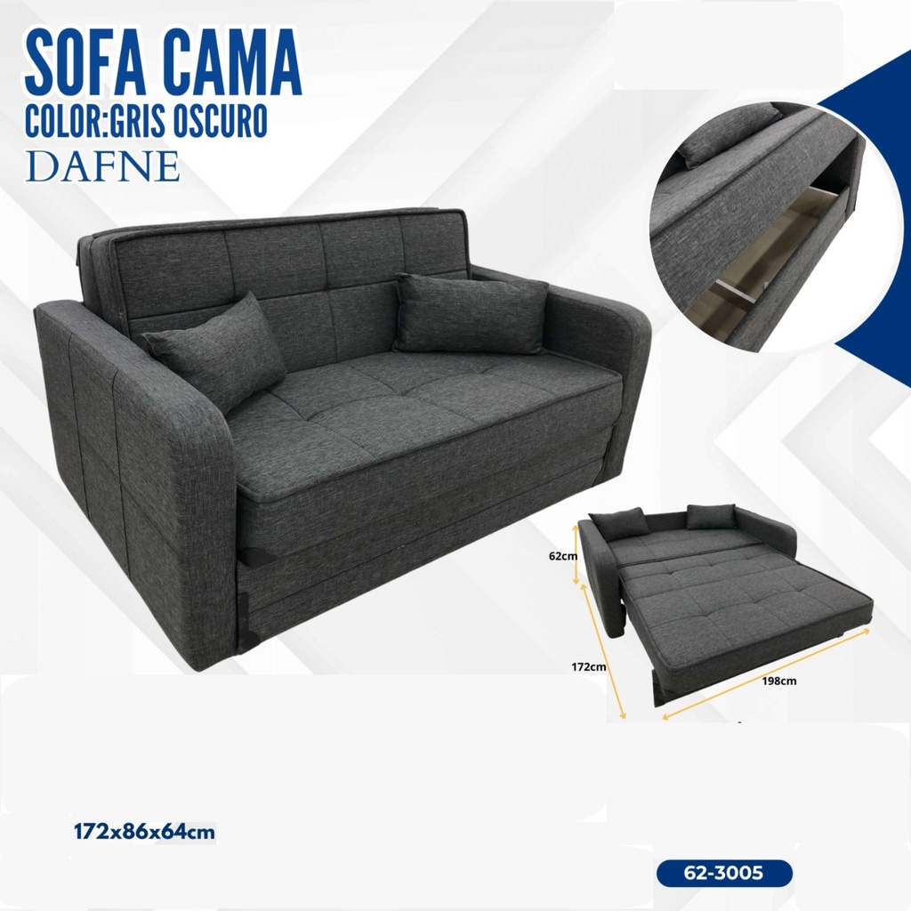 SOFA CAMA GRIS OSCURO DAFNE