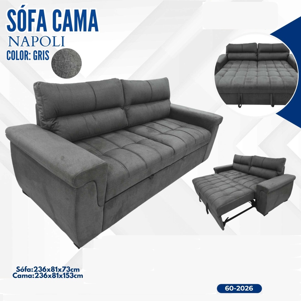 SOFA CAMA NAPOLI GRIS