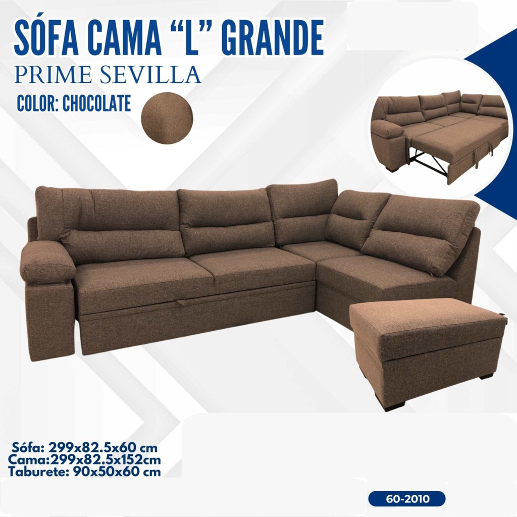 JUEGO SOFA CAMA L SEVILLA PRIME GRANDE CHOCOLATE