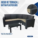 JUEGO DE TERRAZA AKSU RATTAN L PLASTICO GRIS