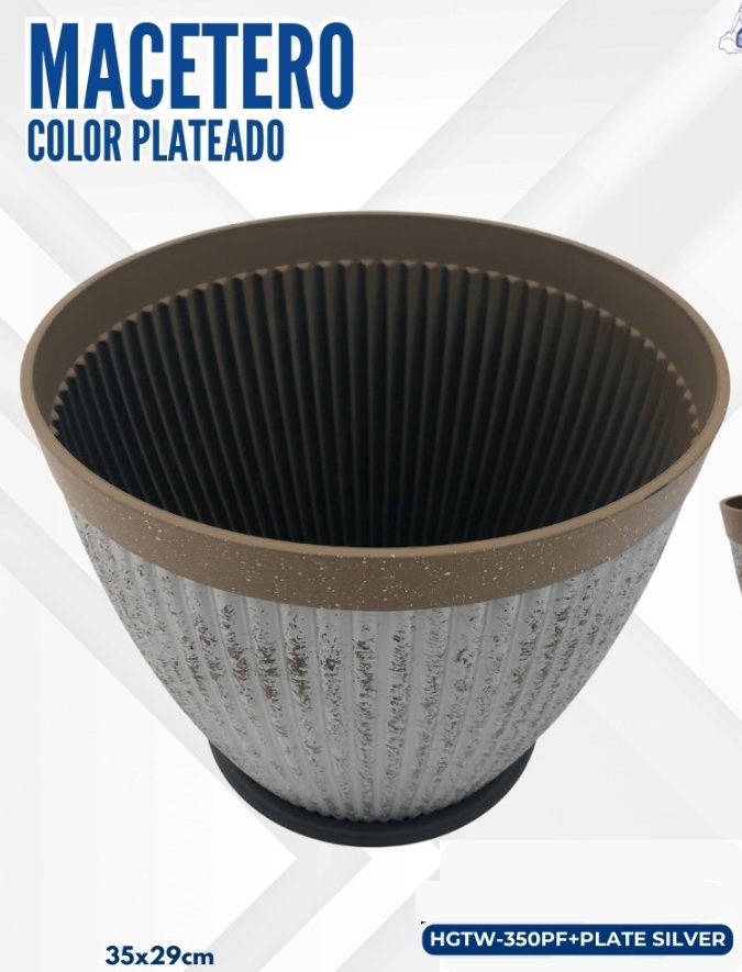 MACETERO COLOR PLATEADO 35x29 cm