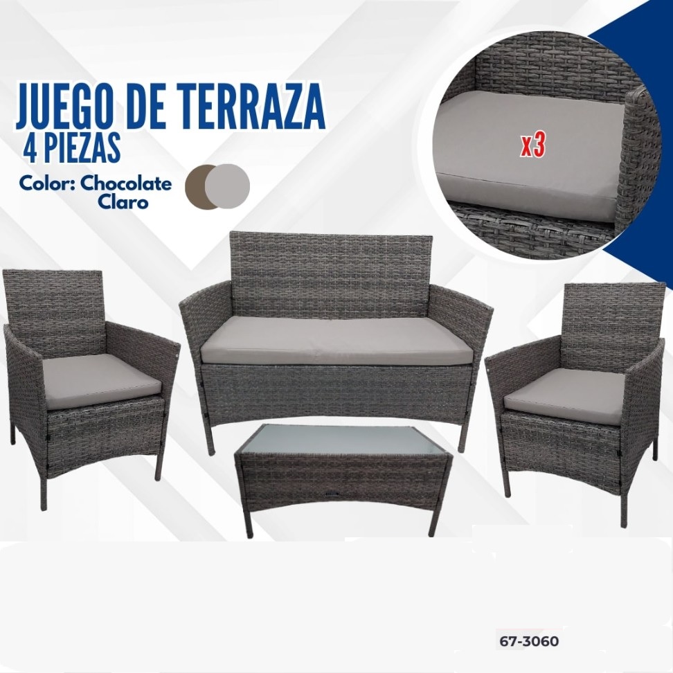 JUEGO DE SOFA 4 PIEZAS COLOR GRIS
