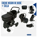 COCHE NEGRO DE BEBE + SILLA