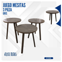 JUEGO DE MESITAS 3 PIEZA GRIS/NUEZ