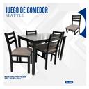 JUEGO COMEDOR SEATTLE 4 SILLAS WALNUT 110X70CM