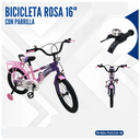 BICICLETA ROSA 16" CON PARRILLA