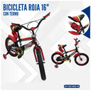 BICICLETA ROJA 16" CON TERMO