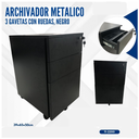 ARCHIVADOR METALICO NEGRO PEQUEÑO CON RUEDAS