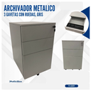 ARCHIVADOR METALICO GRIS PEQUEÑO CON RUEDAS