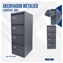 ARCHIVADOR METALICO 4 GAVETAS GRIS OSCURO