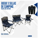 JUEGO DE  3 SILLAS CAMPING AZUL CON GRIS