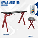 MESA GAMING LED 120*60*74CM NEGRO CON ROJO