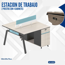 ESTACION DE TRABAJO 2 PUESTOS 120X120X75CM  CON 4 GABINETES