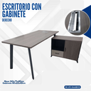 MESA L  PATAS DE METAL  160*80*75CM CON GABINETE DERECHO