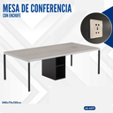 MESA DE CONFERENCIA GRIS CON ENCHUFE