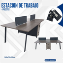 ESTACION DE TRABAJO 4 PUESTOS 240*240*75CM  CON 2 GABINETES