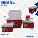 HIELERA ROJA SET 4 PIEZAS (30L+14L+6L+1.25L)