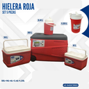 HIELERA ROJA SET 5 PIEZAS (50L+14L+6L+2.4L+1.25L)