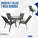 JUEGO DE 4  SILLAS+MESA REDONDA 80CM