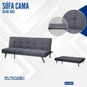 SOFA CAMA GRIS CON  PATAS NEGRAS