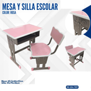 MESA Y SILLA ESCOLAR ROSA