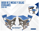 JUEGO DE 2 MESAS Y SILLAS ESCOLARES  AZUL