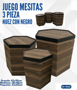 JUEGO DE MESITAS 3 PIEZAS NUEZ CON NEGRO