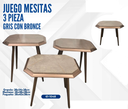 JUEGO DE MESITAS 3 PIEZA GRIS/BRONCE