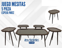 JUEGO DE MESITAS 5 PIEZAS ESPEJO CON NUEZ