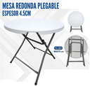 MESA PLASTICA REDONDA PLEGABLE BLANCA ESP 4.5CM 80X75 cm