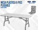 MESA 6' PLEGABLE DE PLASTICO BLANCO ESP 4.3CM 180X75X74CM ZK-180